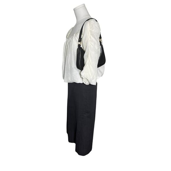 Max Studio Peasant Blouse XS Ivory Cotton Silk Poet Sleeve Boho Romantic Top - Picture 5 of 12